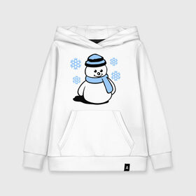 Детская толстовка хлопок с принтом Снеговик в Кировске, 100% хлопок | Круглый горловой вырез, эластичные манжеты, пояс, капюшен | зима | новый год | снег | снеговик | снежинки | шарф