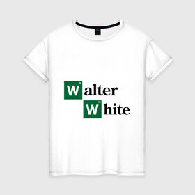 Женская футболка хлопок с принтом Walter White в Кировске, 100% хлопок | прямой крой, круглый вырез горловины, длина до линии бедер, слегка спущенное плечо | breaking bad | meth | walter | white | вайт | варить | во все тяжкие | мет | уолтер