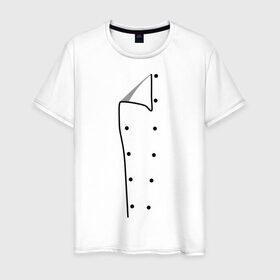 Мужская футболка хлопок с принтом Шеф повар в Кировске, 100% хлопок | прямой крой, круглый вырез горловины, длина до линии бедер, слегка спущенное плечо. | для повара | имитация одежды | одежда | отворот | повар | пуговица | пуговицы | шеф повар
