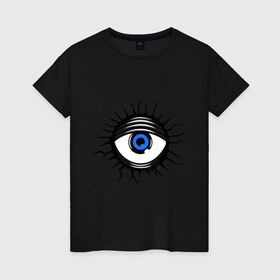Женская футболка хлопок с принтом Демонический глаз в Кировске, 100% хлопок | прямой крой, круглый вырез горловины, длина до линии бедер, слегка спущенное плечо | 