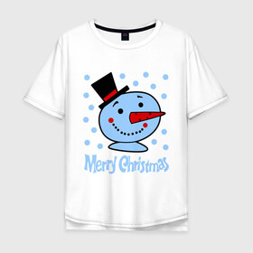 Мужская футболка хлопок Oversize с принтом Merry christmas в Кировске, 100% хлопок | свободный крой, круглый ворот, “спинка” длиннее передней части | 2014 | merry christmas | зима | новый год | с новым годом | с рождеством | снег | снеговик