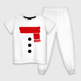 Детская пижама хлопок с принтом Снеговик, пуговицы и шарф в Кировске, 100% хлопок |  брюки и футболка прямого кроя, без карманов, на брюках мягкая резинка на поясе и по низу штанин
 | новогодние подарки | новогодний подарок | новый год | снег | снеговик | шарф