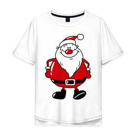 Мужская футболка хлопок Oversize с принтом Дедушка мороз в Кировске, 100% хлопок | свободный крой, круглый ворот, “спинка” длиннее передней части | дед | дед мороз | клаус | мороз | новгодний подарок | новогодние подарки | новый год | санта | санта клаус