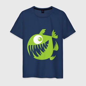 Мужская футболка хлопок с принтом Рыба в Кировске, 100% хлопок | прямой крой, круглый вырез горловины, длина до линии бедер, слегка спущенное плечо. | пиранья | рыба | рыбеха | рыбина | рыбка