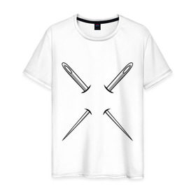 Мужская футболка хлопок с принтом Иглы в Кировске, 100% хлопок | прямой крой, круглый вырез горловины, длина до линии бедер, слегка спущенное плечо. | английская булавка | булавка | иглы | иголка