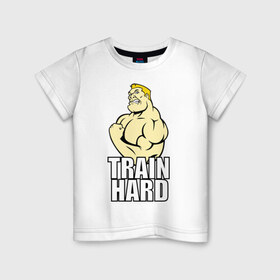 Детская футболка хлопок с принтом Train hard (тренируйся усердно) в Кировске, 100% хлопок | круглый вырез горловины, полуприлегающий силуэт, длина до линии бедер | 
