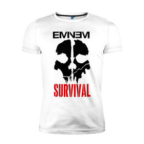 Мужская футболка премиум с принтом Eminem - Survival в Кировске, 92% хлопок, 8% лайкра | приталенный силуэт, круглый вырез ворота, длина до линии бедра, короткий рукав | eminem   survival | gangsta | gansta | hip | hip hop | hop | media | rap | survival выживание | еп | рэп | рэпчина | хип | хип хоп | хоп | эминем