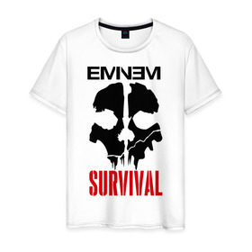 Мужская футболка хлопок с принтом Eminem - Survival в Кировске, 100% хлопок | прямой крой, круглый вырез горловины, длина до линии бедер, слегка спущенное плечо. | eminem   survival | gangsta | gansta | hip | hip hop | hop | media | rap | survival выживание | еп | рэп | рэпчина | хип | хип хоп | хоп | эминем