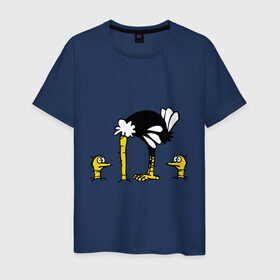 Мужская футболка хлопок с принтом страус в Кировске, 100% хлопок | прямой крой, круглый вырез горловины, длина до линии бедер, слегка спущенное плечо. | голова | животные | прикольные | птица | птицы | страус