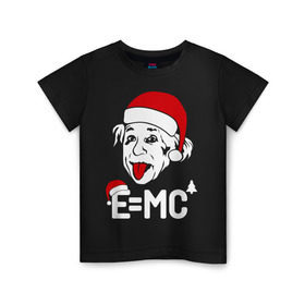 Детская футболка хлопок с принтом Альберт Эйнштейн - формула нового года в Кировске, 100% хлопок | круглый вырез горловины, полуприлегающий силуэт, длина до линии бедер | santa | альберт эйнштейн   формула нового года | емс | клаус | санта | санта клаус | эйнштейн