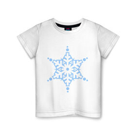 Детская футболка хлопок с принтом Кристальная снежинка в Кировске, 100% хлопок | круглый вырез горловины, полуприлегающий силуэт, длина до линии бедер | 2014 | happy | happy new year | new year | santa | santa clows | год лошади | кристал | кристалическая звезда | кристальная снежинка | лошадь | новый год | олень | рудольф | санта | санта клаус | снег | снежинка