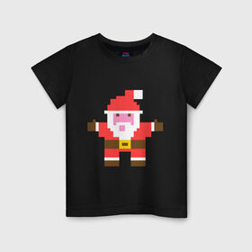 Детская футболка хлопок с принтом Пиксельный Дед Мороз в Кировске, 100% хлопок | круглый вырез горловины, полуприлегающий силуэт, длина до линии бедер | 8 bit | дед мороз | пиксели | пиксельный | рождество | с новым годом | с рождеством | санта клаус