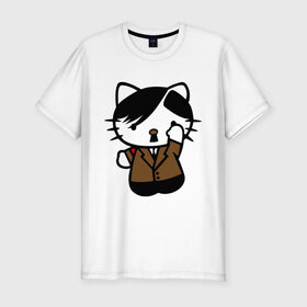 Мужская футболка премиум с принтом Kitty Hitler в Кировске, 92% хлопок, 8% лайкра | приталенный силуэт, круглый вырез ворота, длина до линии бедра, короткий рукав | kitty hitler | кошки | прикольные картинки
