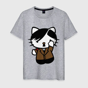 Мужская футболка хлопок с принтом Kitty Hitler в Кировске, 100% хлопок | прямой крой, круглый вырез горловины, длина до линии бедер, слегка спущенное плечо. | kitty hitler | кошки | прикольные картинки