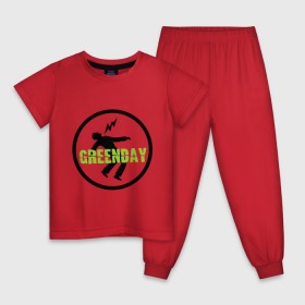 Детская пижама хлопок с принтом Green Day Circle в Кировске, 100% хлопок |  брюки и футболка прямого кроя, без карманов, на брюках мягкая резинка на поясе и по низу штанин
 | green day circle | зеленый день | музыка | рок