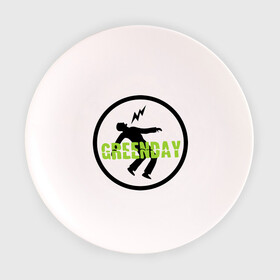 Тарелка с принтом Green Day Circle в Кировске, фарфор | диаметр - 210 мм
диаметр для нанесения принта - 120 мм | green day circle | зеленый день | музыка | рок