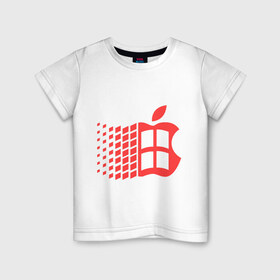 Детская футболка хлопок с принтом Яблоковиндовс в Кировске, 100% хлопок | круглый вырез горловины, полуприлегающий силуэт, длина до линии бедер | антибренд | яблоко | яблоковиндовс