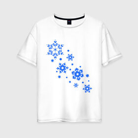 Женская футболка хлопок Oversize с принтом Снежинки (snowflakes) в Кировске, 100% хлопок | свободный крой, круглый ворот, спущенный рукав, длина до линии бедер
 | 