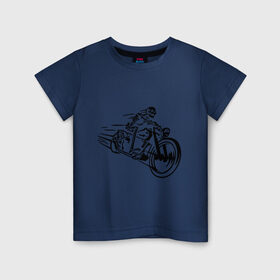 Детская футболка хлопок с принтом Скелет на мотоцикле в Кировске, 100% хлопок | круглый вырез горловины, полуприлегающий силуэт, длина до линии бедер | скелет