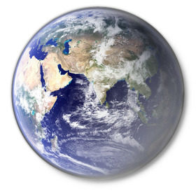 Значок с принтом Планета земля в Кировске,  металл | круглая форма, металлическая застежка в виде булавки | вид с космоса | земля | наша планета | планета | планета земля