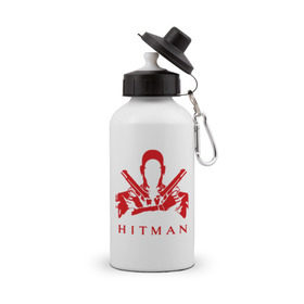 Бутылка спортивная с принтом Hitman красный в Кировске, металл | емкость — 500 мл, в комплекте две пластиковые крышки и карабин для крепления | hitman | хитман