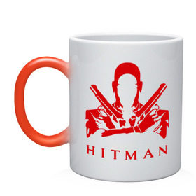 Кружка хамелеон с принтом Hitman красный в Кировске, керамика | меняет цвет при нагревании, емкость 330 мл | hitman | хитман