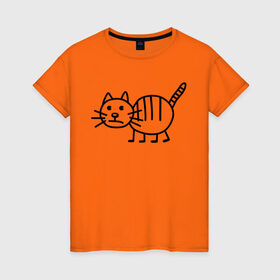 Женская футболка хлопок с принтом Рисунок кота в Кировске, 100% хлопок | прямой крой, круглый вырез горловины, длина до линии бедер, слегка спущенное плечо | кот | кот с тремя полосками | котик | рисунок кота | смешной кот | усы