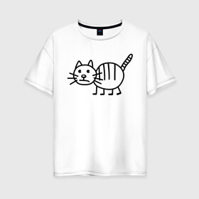 Женская футболка хлопок Oversize с принтом Рисунок кота в Кировске, 100% хлопок | свободный крой, круглый ворот, спущенный рукав, длина до линии бедер
 | кот | кот с тремя полосками | котик | рисунок кота | смешной кот | усы