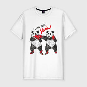 Мужская футболка премиум с принтом Look the Hook в Кировске, 92% хлопок, 8% лайкра | приталенный силуэт, круглый вырез ворота, длина до линии бедра, короткий рукав | панда
