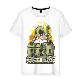 Мужская футболка хлопок с принтом PRO Skaters в Кировске, 100% хлопок | прямой крой, круглый вырез горловины, длина до линии бедер, слегка спущенное плечо. | pro skaters | разное спортивное | скейт | скейтбордисты | спорт