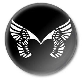 Значок с принтом Placebo logo в Кировске,  металл | круглая форма, металлическая застежка в виде булавки | placebo logo | белые крылья | крылья и сердце | музыка | сердца