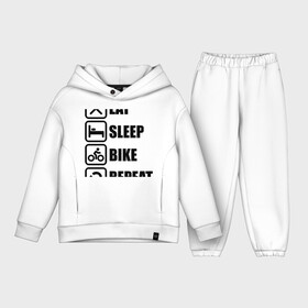 Детский костюм хлопок Oversize с принтом Eat Sleep Bike Repeat в Кировске,  |  | bike | eat | eat sleep bike repeat | repeat | sleep | велоспорт | кровать | спорт