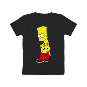 Детская футболка хлопок с принтом Барт в татуировках в Кировске, 100% хлопок | круглый вырез горловины, полуприлегающий силуэт, длина до линии бедер | барт в татуировках | кино | мультфильмы и тв | симпсоны | тату
