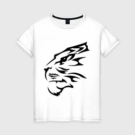 Женская футболка хлопок с принтом Тигр узор в Кировске, 100% хлопок | прямой крой, круглый вырез горловины, длина до линии бедер, слегка спущенное плечо | животные | прикольные картинки | тату | тигр | тигр узор | узор