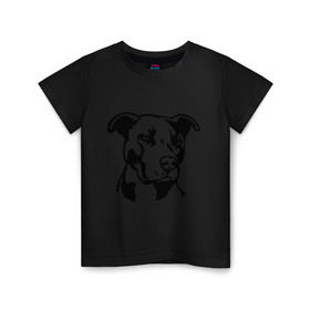Детская футболка хлопок с принтом Питбуль (Pitbull) в Кировске, 100% хлопок | круглый вырез горловины, полуприлегающий силуэт, длина до линии бедер | Тематика изображения на принте: друг человека | животные | пес | питбуль (pitbull) | прикольные картинки | силуэт пса | собака