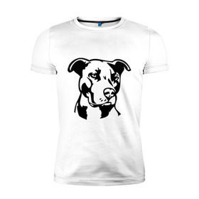 Мужская футболка премиум с принтом Питбуль (Pitbull) в Кировске, 92% хлопок, 8% лайкра | приталенный силуэт, круглый вырез ворота, длина до линии бедра, короткий рукав | друг человека | животные | пес | питбуль (pitbull) | прикольные картинки | силуэт пса | собака