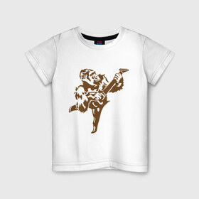 Детская футболка хлопок с принтом Горилла с электрогитарой в Кировске, 100% хлопок | круглый вырез горловины, полуприлегающий силуэт, длина до линии бедер | Тематика изображения на принте: гитара