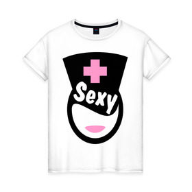 Женская футболка хлопок с принтом Горячая медсестра в Кировске, 100% хлопок | прямой крой, круглый вырез горловины, длина до линии бедер, слегка спущенное плечо | горячая медсестра | девушкам | пафосные