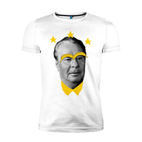 Мужская футболка премиум с принтом Брежнев в Кировске, 92% хлопок, 8% лайкра | приталенный силуэт, круглый вырез ворота, длина до линии бедра, короткий рукав | банан