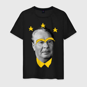 Мужская футболка хлопок с принтом Брежнев в Кировске, 100% хлопок | прямой крой, круглый вырез горловины, длина до линии бедер, слегка спущенное плечо. | банан
