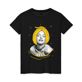 Женская футболка хлопок с принтом Монро в Кировске, 100% хлопок | прямой крой, круглый вырез горловины, длина до линии бедер, слегка спущенное плечо | банан