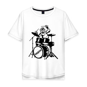 Мужская футболка хлопок Oversize с принтом Обезьяна с барабанами в Кировске, 100% хлопок | свободный крой, круглый ворот, “спинка” длиннее передней части | барабан | музыка | обезьяна с барабанами | разное