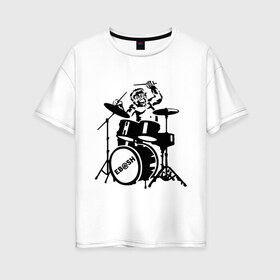 Женская футболка хлопок Oversize с принтом Обезьяна с барабанами в Кировске, 100% хлопок | свободный крой, круглый ворот, спущенный рукав, длина до линии бедер
 | барабан | музыка | обезьяна с барабанами | разное
