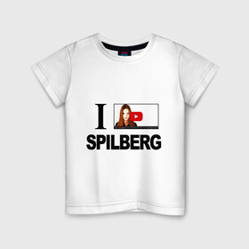 Детская футболка хлопок с принтом Саша Спилберг в Кировске, 100% хлопок | круглый вырез горловины, полуприлегающий силуэт, длина до линии бедер | i love spilberg | sasha spilberg | видеоблоггер | люблю спилберг | саша спилберг