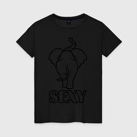 Женская футболка хлопок с принтом Sexy (секси) в Кировске, 100% хлопок | прямой крой, круглый вырез горловины, длина до линии бедер, слегка спущенное плечо | Тематика изображения на принте: животные | прикольные картинки