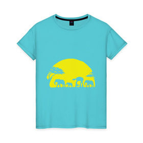 Женская футболка хлопок с принтом Слоники в Кировске, 100% хлопок | прямой крой, круглый вырез горловины, длина до линии бедер, слегка спущенное плечо | африканский | африканское солнце | животные | слоны  на фоне солнца | солнце | этнический