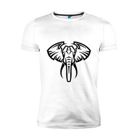 Мужская футболка премиум с принтом Слон тату в Кировске, 92% хлопок, 8% лайкра | приталенный силуэт, круглый вырез ворота, длина до линии бедра, короткий рукав | большой слон | голова слона | животные | прикольные картинки | силуэт слона | слон тату | трайбл