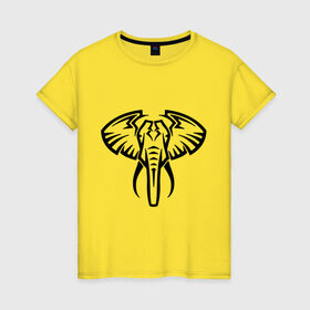 Женская футболка хлопок с принтом Слон тату в Кировске, 100% хлопок | прямой крой, круглый вырез горловины, длина до линии бедер, слегка спущенное плечо | большой слон | голова слона | животные | прикольные картинки | силуэт слона | слон тату | трайбл