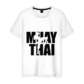 Мужская футболка хлопок с принтом Muay thai (Тайский бокс) в Кировске, 100% хлопок | прямой крой, круглый вырез горловины, длина до линии бедер, слегка спущенное плечо. | 