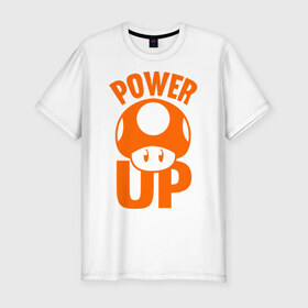 Мужская футболка премиум с принтом Mario power up в Кировске, 92% хлопок, 8% лайкра | приталенный силуэт, круглый вырез ворота, длина до линии бедра, короткий рукав | nintendo | марио | нинтендо